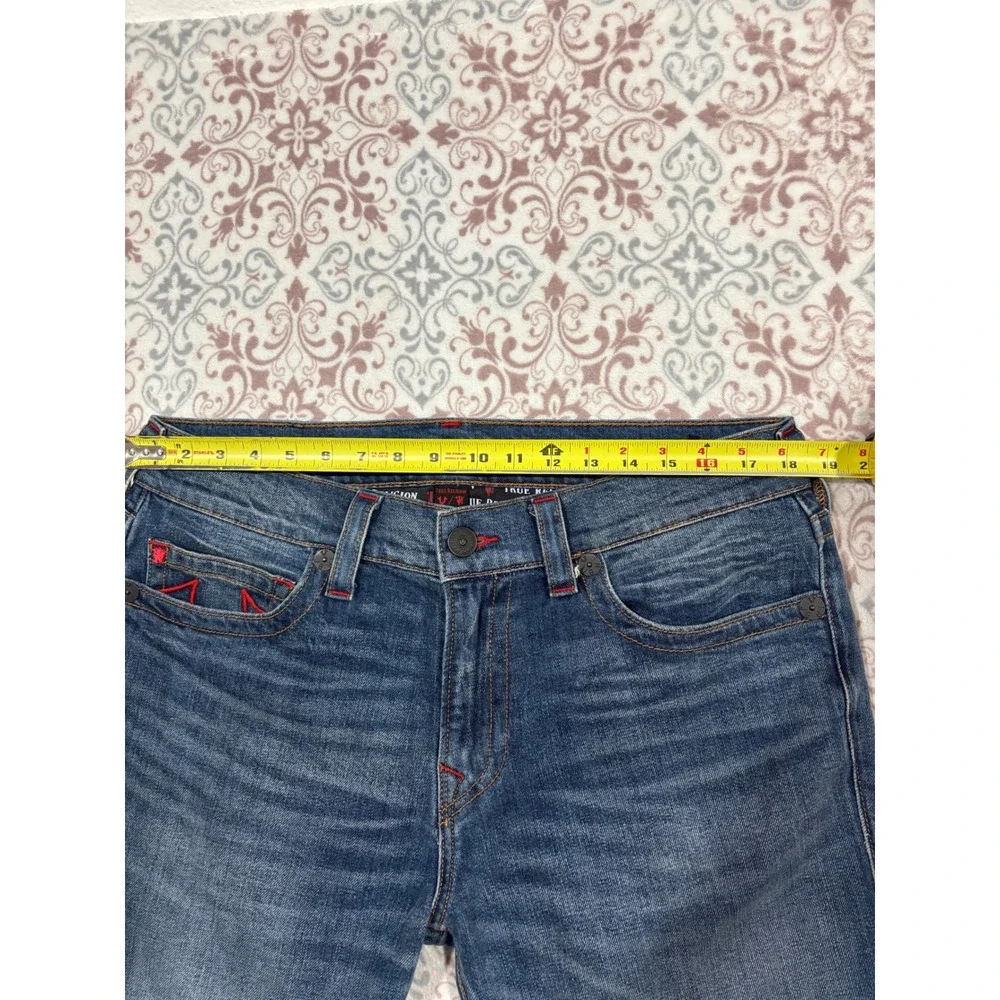 True Religion Manchester United Rocco Slim Fit Jeans Blue Red Stitch 34 102261S
